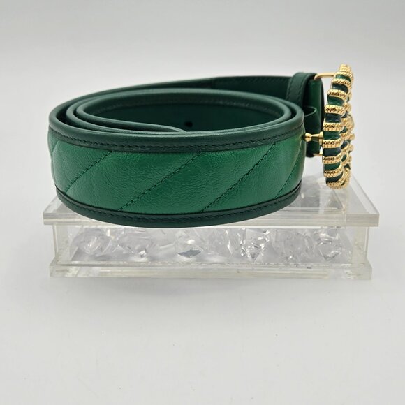 Gucci GG Marmont Azalea Quilted Calfskin Belt in Green Size 90/36 - Picture 3 of 7
